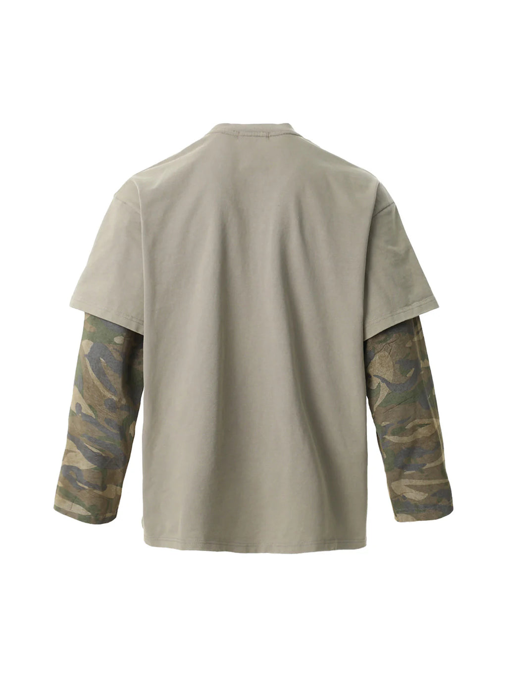 Distressed Camouflage Faux Two-Piece Graphic T-Shirt