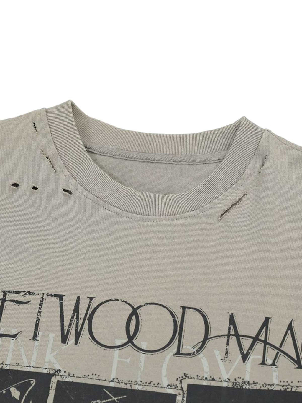 Distressed Camouflage Faux Two-Piece Graphic T-Shirt